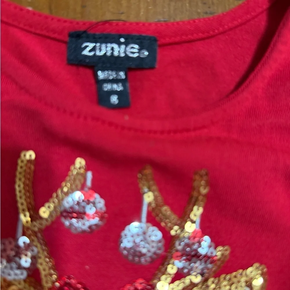 Zunie Festive Red and White Reindeer Dress